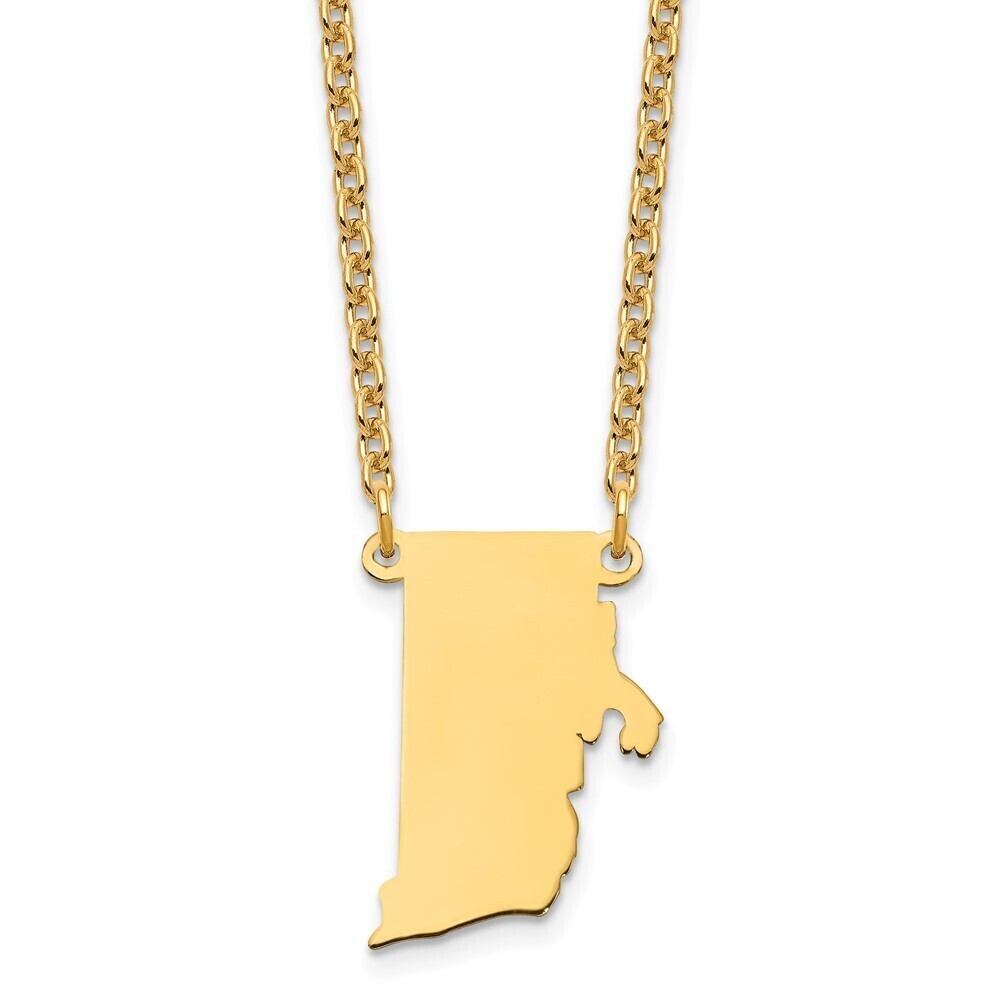 Kazi Luxury Sterling Silver/Gold-plated Rhode Island State Necklace